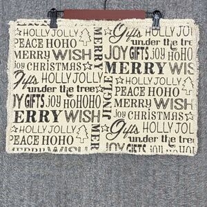 Christmas Holiday Placemats Beige Black Cotton Nicole Miller Home Lot Set of 4